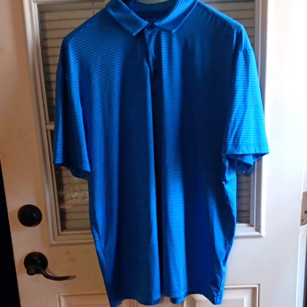 Member's Mark Blue Striped Polo Shirt, XL